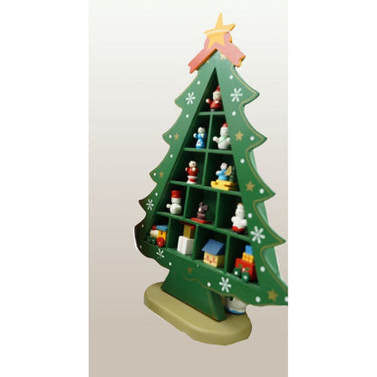 Decoratiune Craciun, Brad, Verde, 5 cavitati cu ornamente, 22 cm x 29 cm, Lemn, Flippy-7
