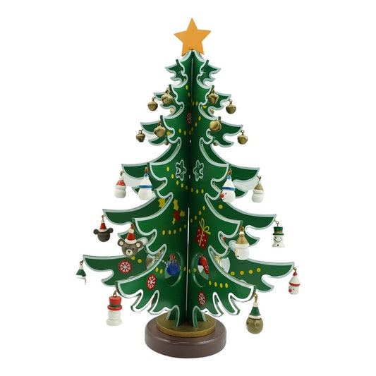 Decoratiune Craciun, Brad, Verde/Alb, 15 cavitati cu ornamente, 25.5 cm x 33 cm, Lemn, Flippy-0
