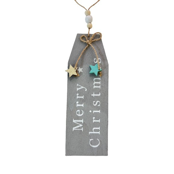 Decoratiune Craciun din lemn, Merry Christmas, Gri-0