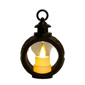 Decoratiune Craciun tip Felinare cu baterii, 13.5 x 9 cm,Lumanare cu lumina alb cald fara geam,baterii incluse,Negru-0