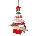 Decoratiune de Craciun din Lemn, Flippy, cu Snur pentru Agatare in Brad, Model Brad de Craciun si Om de Zapada, Scris We Wish You A Merry Christmas, 17x12.8x0.4 cm, Multicolor-0