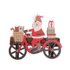 Decoratiune de Craciun din Lemn, Flippy, cu Snur pentru Agatare in Brad, Model Mos Craciun pe Bicicleta, 10.3x11.5x0.5 cm, Multicolor-0