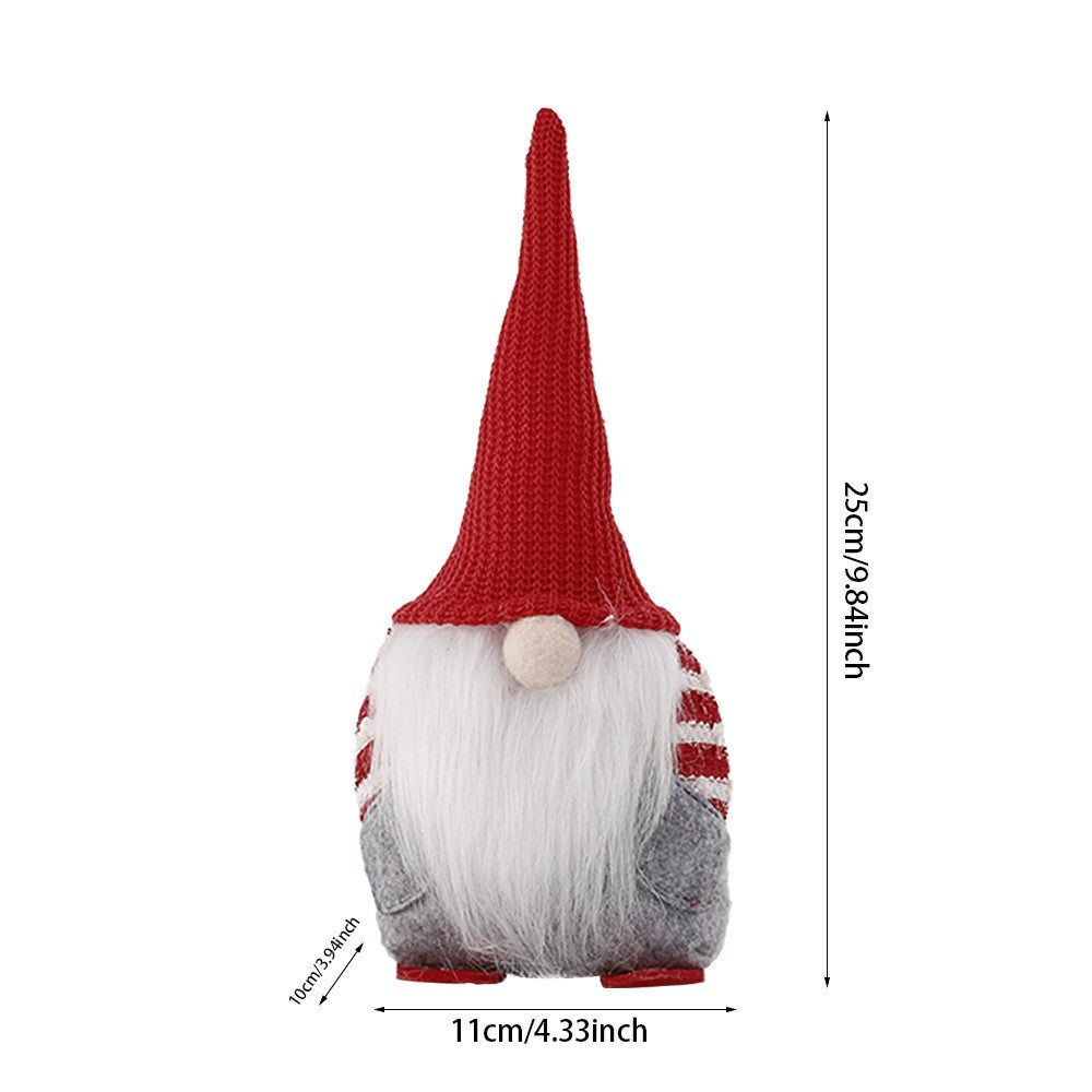Ornament de Craciun Spiridus, Caciula Rosie Impletita, Flippy, Material Textil, 25 cm, Multicolor-2