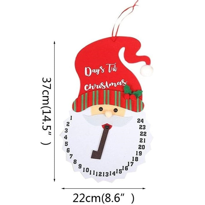 Decoratiune de Craciun Flippy, Advent calendar, numara zilele pana la Craciun, model Mos Craciun, material poliester, 37 x 22 cm, rosu-1