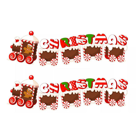Decoratiune de Craciun, Flippy, pentru Gradina, Tip Trenulet, 5 Figurine + Bete de Infipt in Pamant, din Plastic, Impermeabil, Model Tren Christmas, Multicolor-1