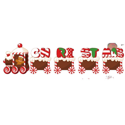 Decoratiune de Craciun, Flippy, pentru Gradina, Tip Trenulet, 5 Figurine + Bete de Infipt in Pamant, din Plastic, Impermeabil, Model Tren Christmas, Multicolor-0