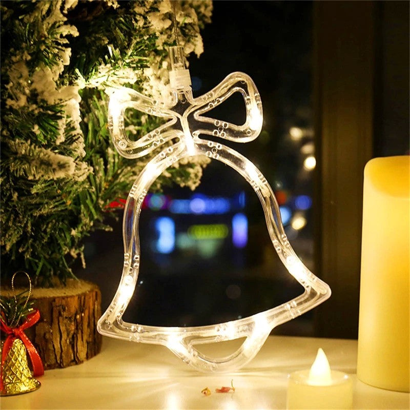 Decoratiune de Craciun Luminoasa in forma de Clopotel 15x18 cm, cu Ventuza, Alb Cald, Flippy-5