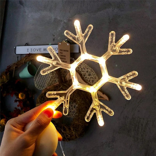 Decoratiune de Craciun Luminoasa in forma de Fulg, 19x19 cm, cu Ventuza, Alb Cald, Flippy-1