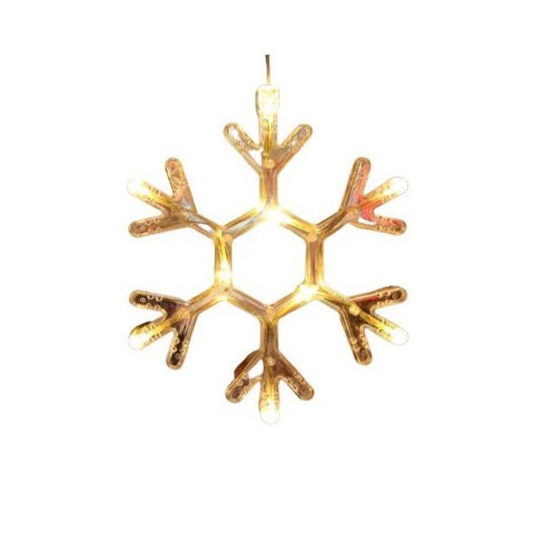 Decoratiune de Craciun Luminoasa in forma de Fulg, 19x19 cm, cu Ventuza, Alb Cald, Flippy-0
