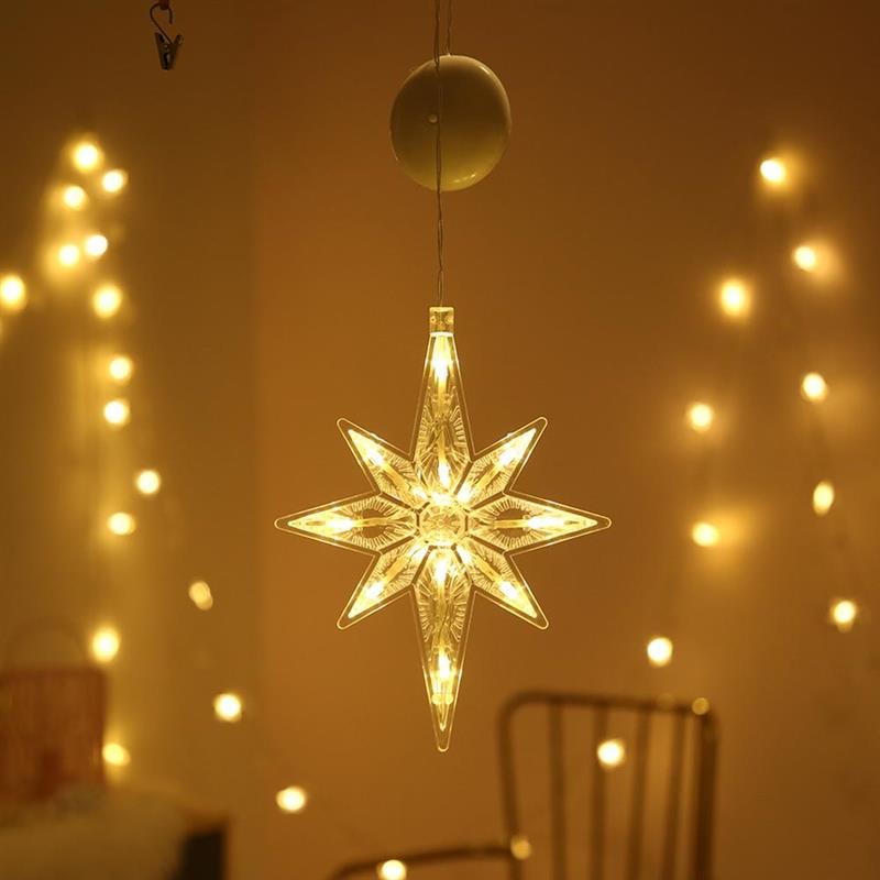 Decoratiune de Craciun Luminoasa in forma de Fulg, cu Ventuza, Alb Cald-6