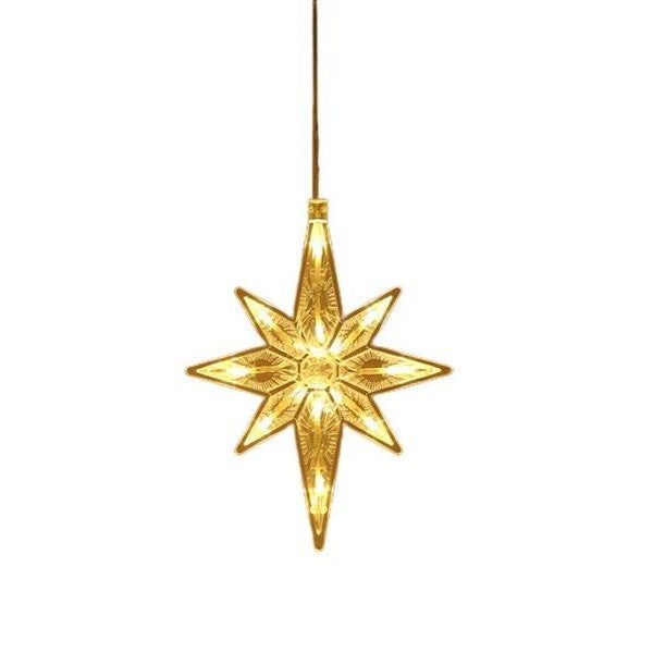 Decoratiune de Craciun Luminoasa in forma de Fulg, cu Ventuza, Alb Cald-0