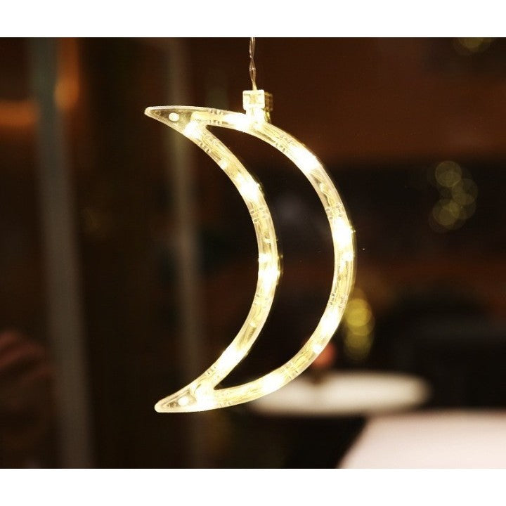 Decoratiune de Craciun Luminoasa in forma de Luna, 18.5x12 cm, cu Ventuza, Alb Cald, Flippy-2