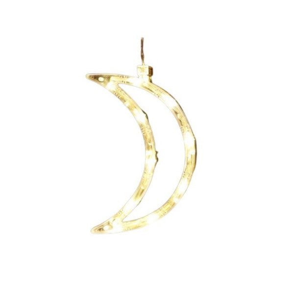 Decoratiune de Craciun Luminoasa in forma de Luna, 18.5x12 cm, cu Ventuza, Alb Cald, Flippy-0