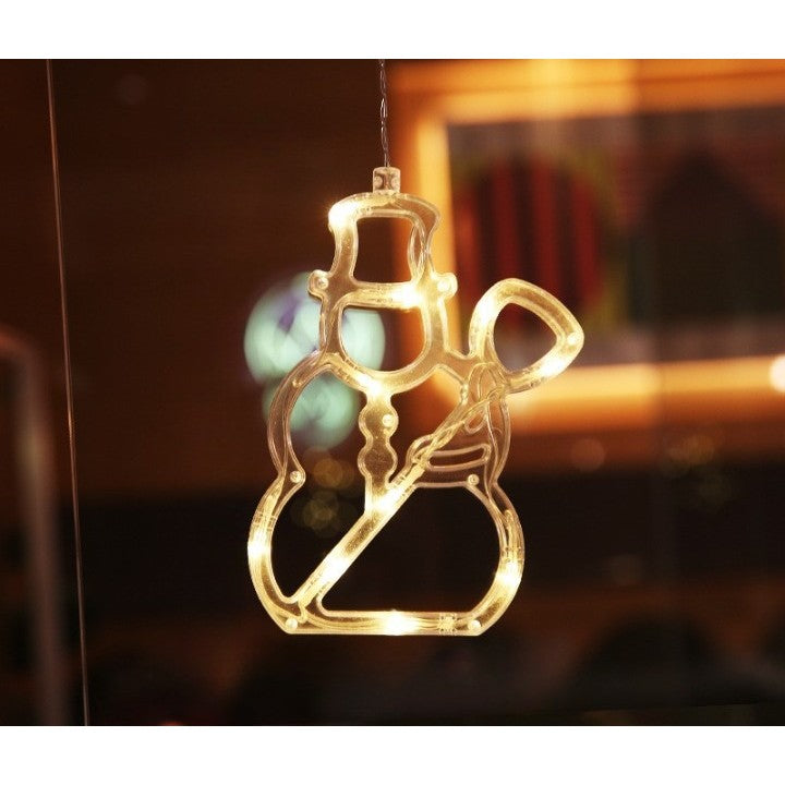 Decoratiune de Craciun Luminoasa in forma de Om de zapada 19x18 cm, cu Ventuza, Alb Cald, Flippy-2