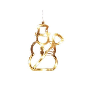 Decoratiune de Craciun Luminoasa in forma de Om de zapada 19x18 cm, cu Ventuza, Alb Cald, Flippy-0