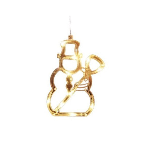 Decoratiune de Craciun Luminoasa in forma de Om de zapada 19x18 cm, cu Ventuza, Alb Cald, Flippy-0