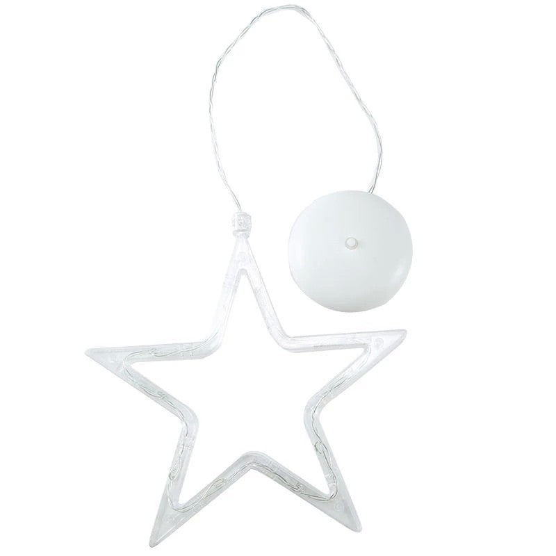 Decoratiune de Craciun Luminoasa in forma de Stea 19x18 cm, cu Ventuza, Alb Cald, Flippy-4