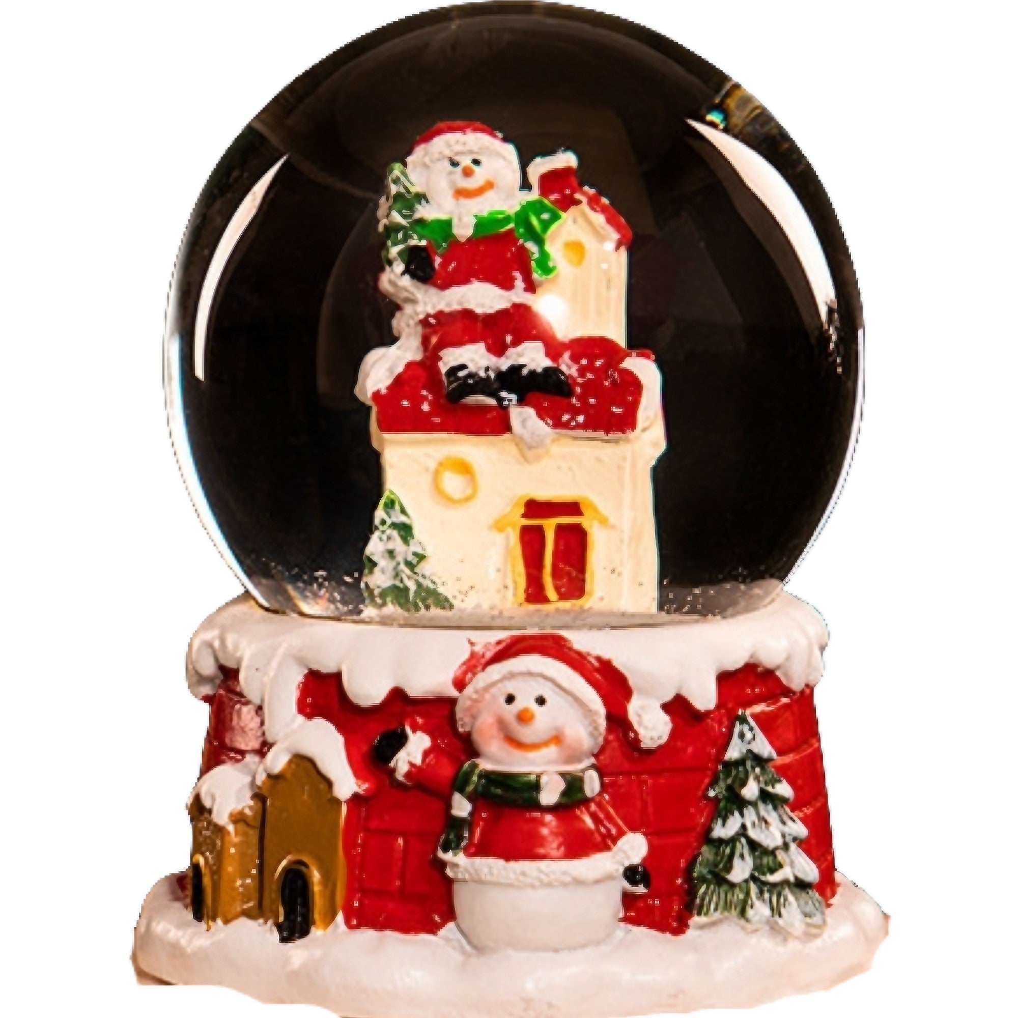 Decoratiune glob cu zapada Flippy, Mos Craciun pe casa, diametru 4.5 cm, multicolor-0