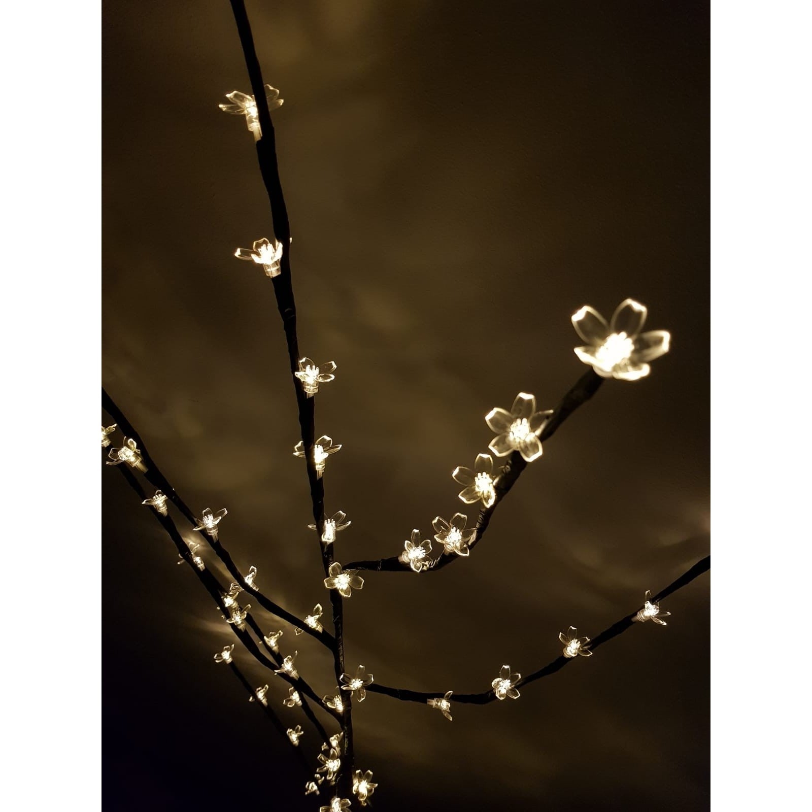 Decoratiune Luminoasa Crenguta cu Baterii 72 LED -uri Flori Alb Cald-3