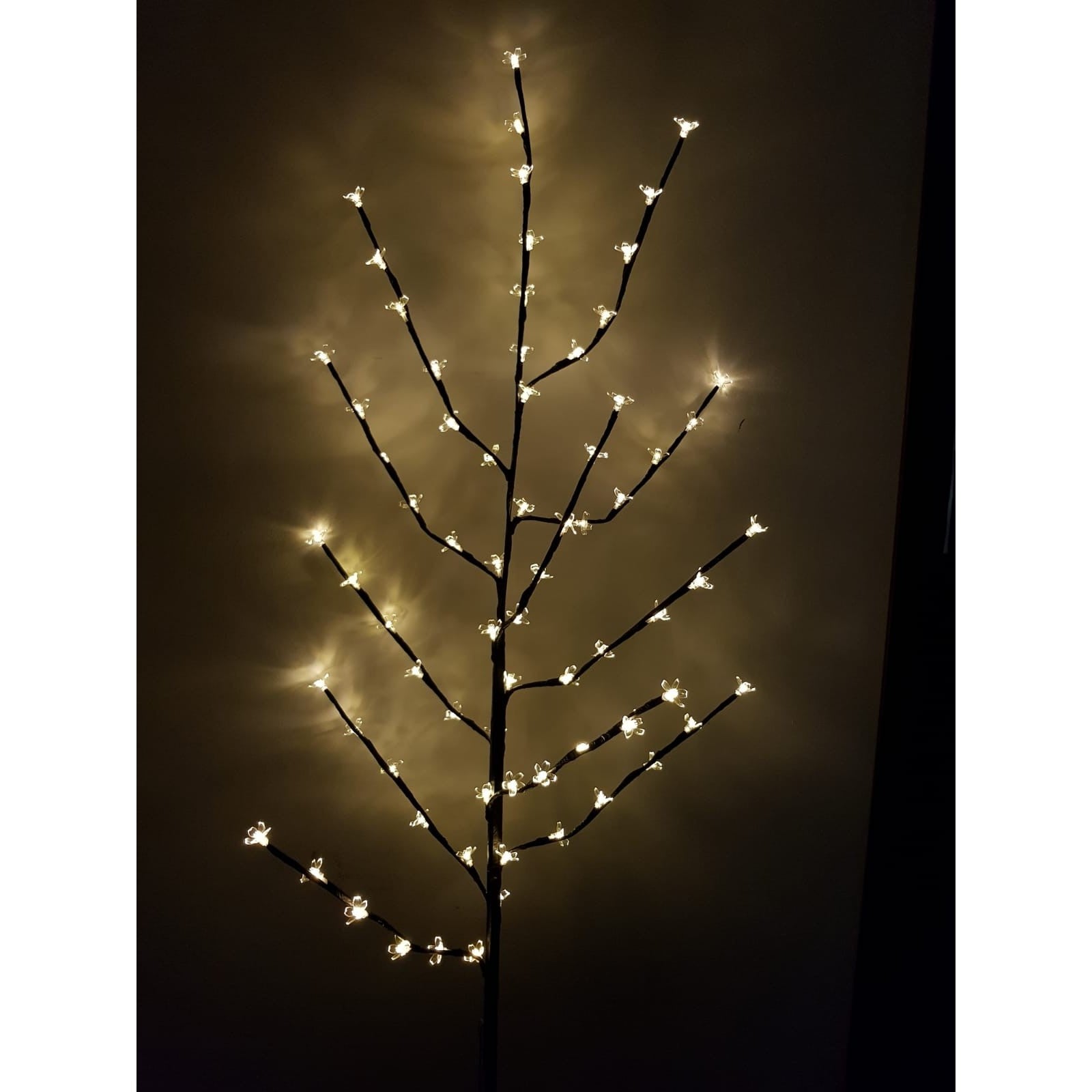 Decoratiune Luminoasa Crenguta cu Baterii 72 LED -uri Flori Alb Cald-4