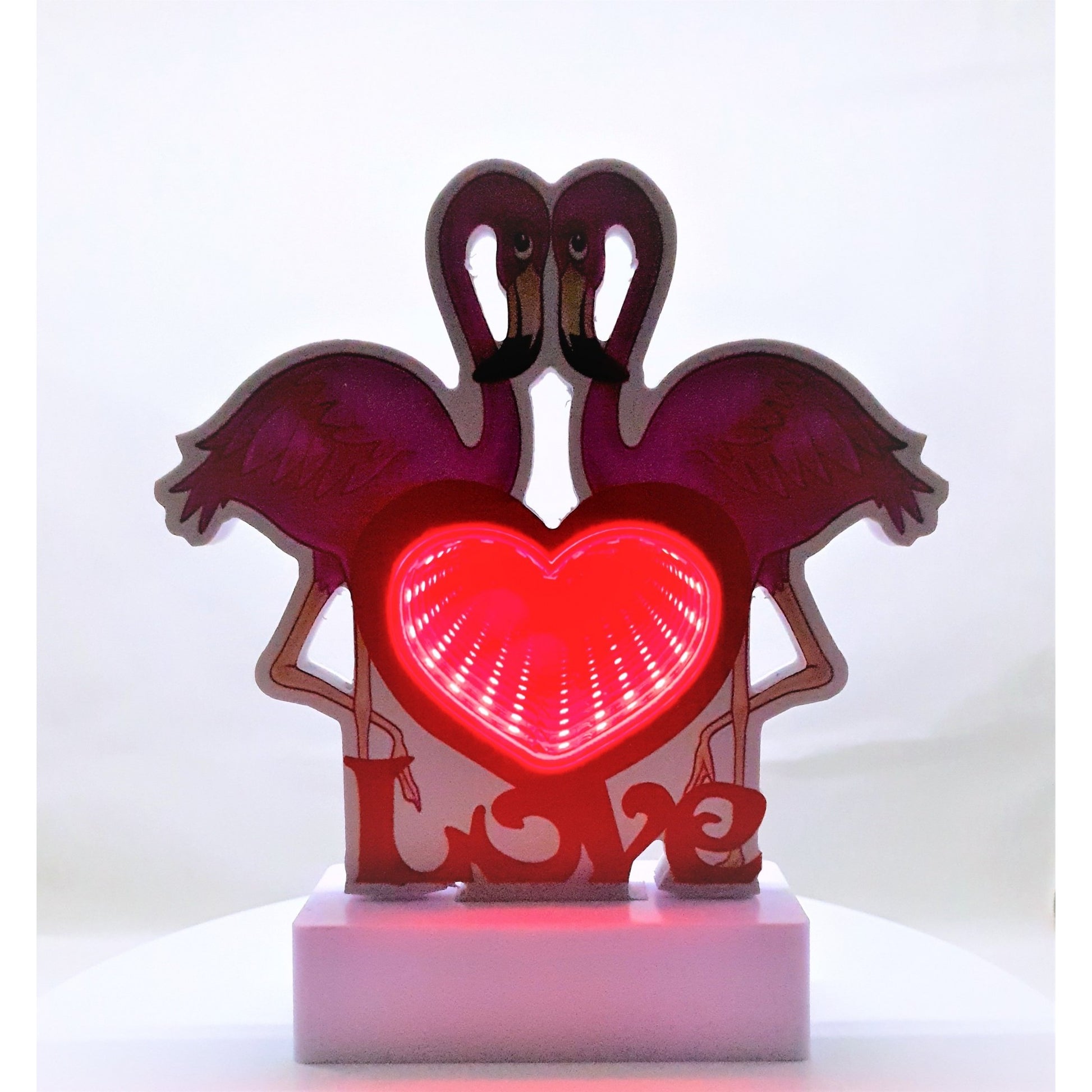 Decoratiune Luminoasa cu Baterii/Cablu Neon Flamingo Love 20 cm Alb Rece-2