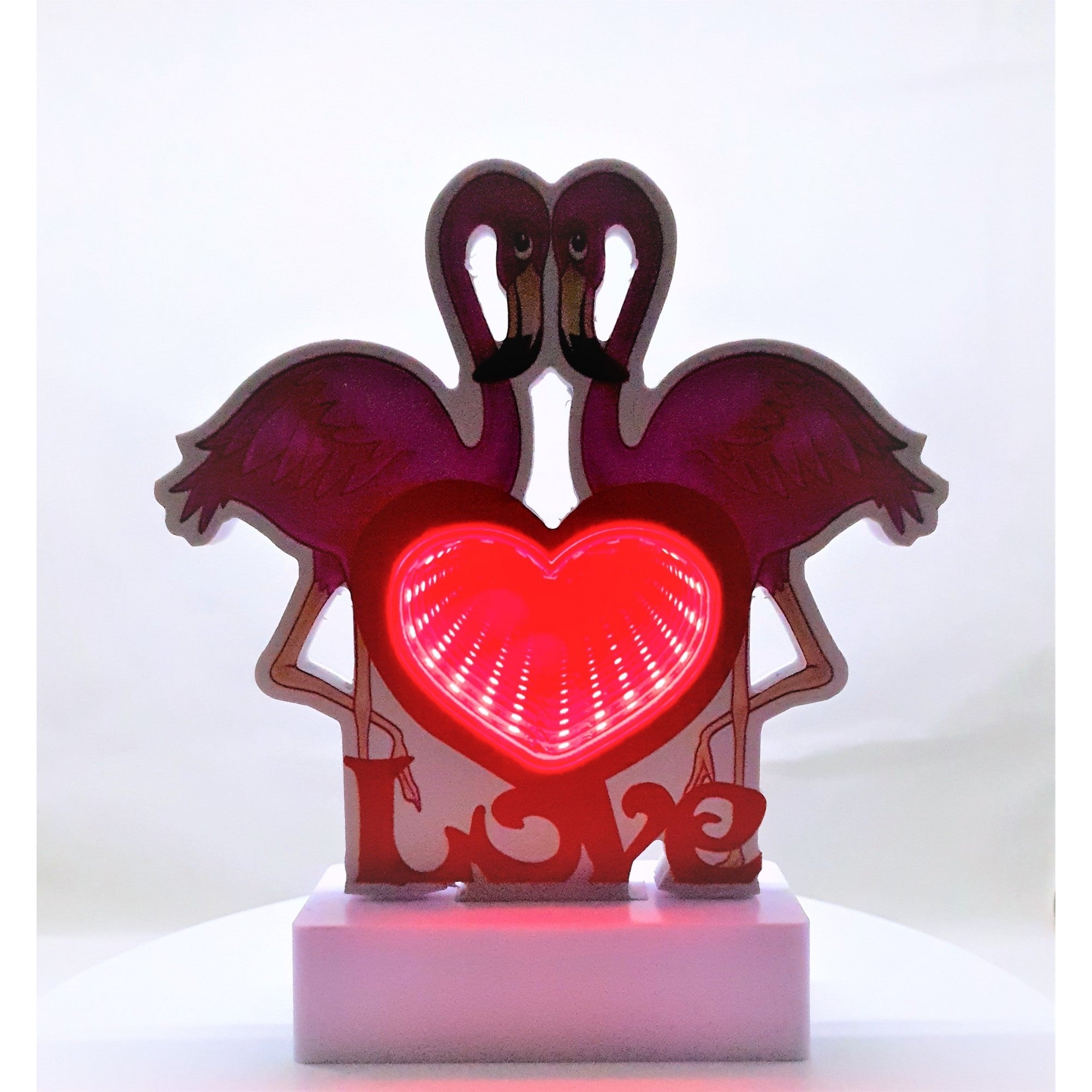 Decoratiune Luminoasa cu Baterii/Cablu Neon Flamingo Love 20 cm Alb Rece-2