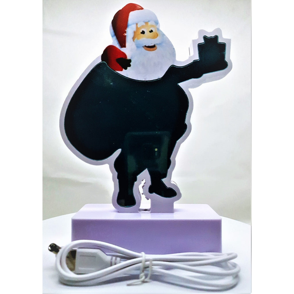 Decoratiune Luminoasa cu Baterii/USB Neon Model Mos Craciun 20 cm Alb Rece-3