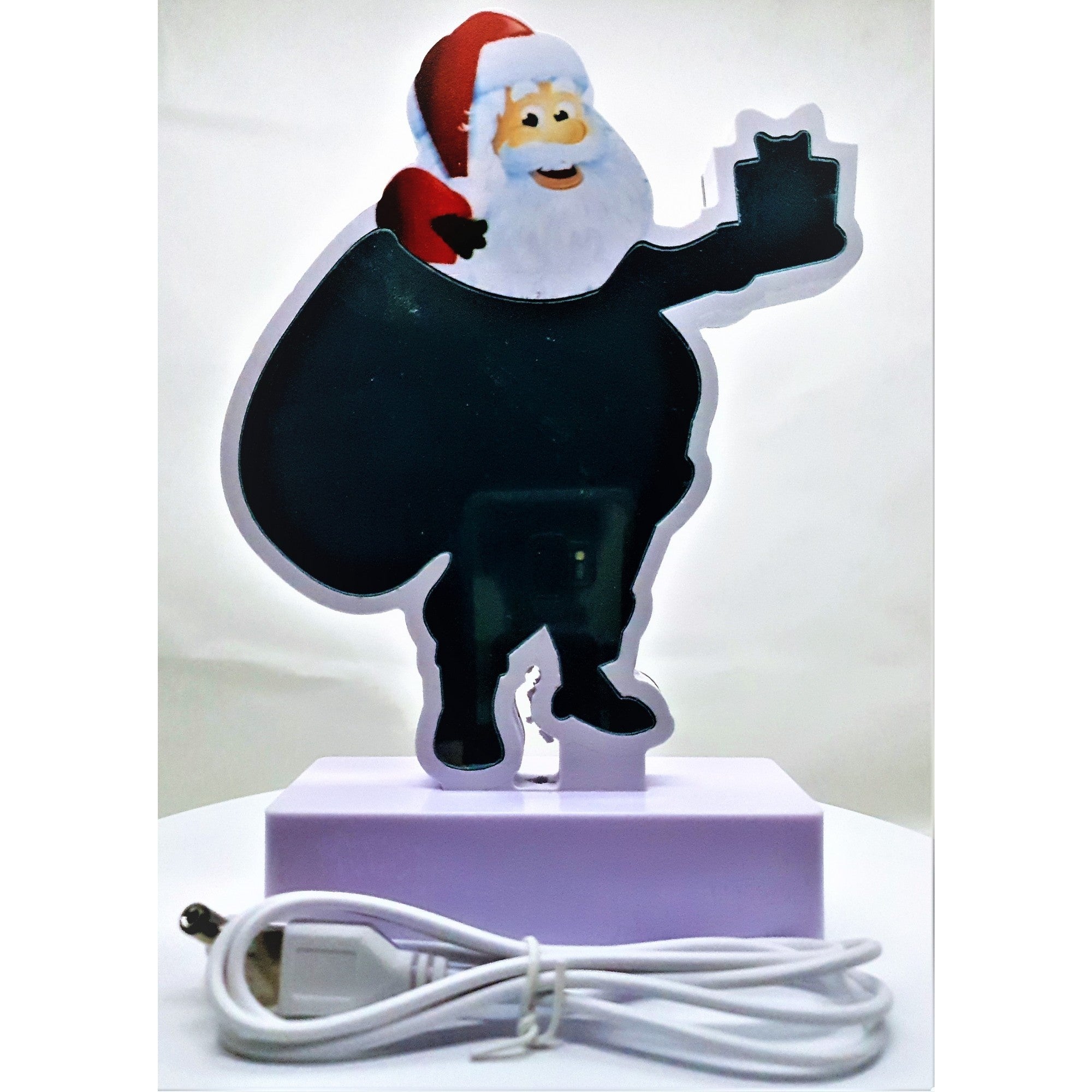 Decoratiune Luminoasa cu Baterii/USB Neon Model Mos Craciun 20 cm Alb Rece-3