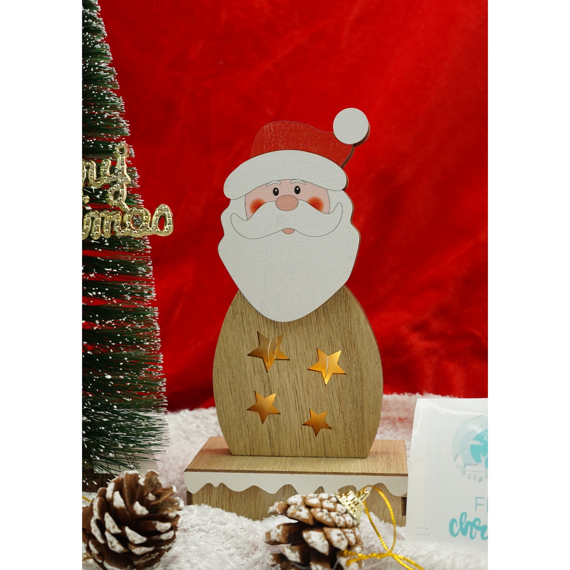 Decoratiune luminoasa, Flippy, Mos Craciun, maro, lungime: 10 cm, latime: 5 cm, inaltime: 19 cm, lemn, interior/exterior-4