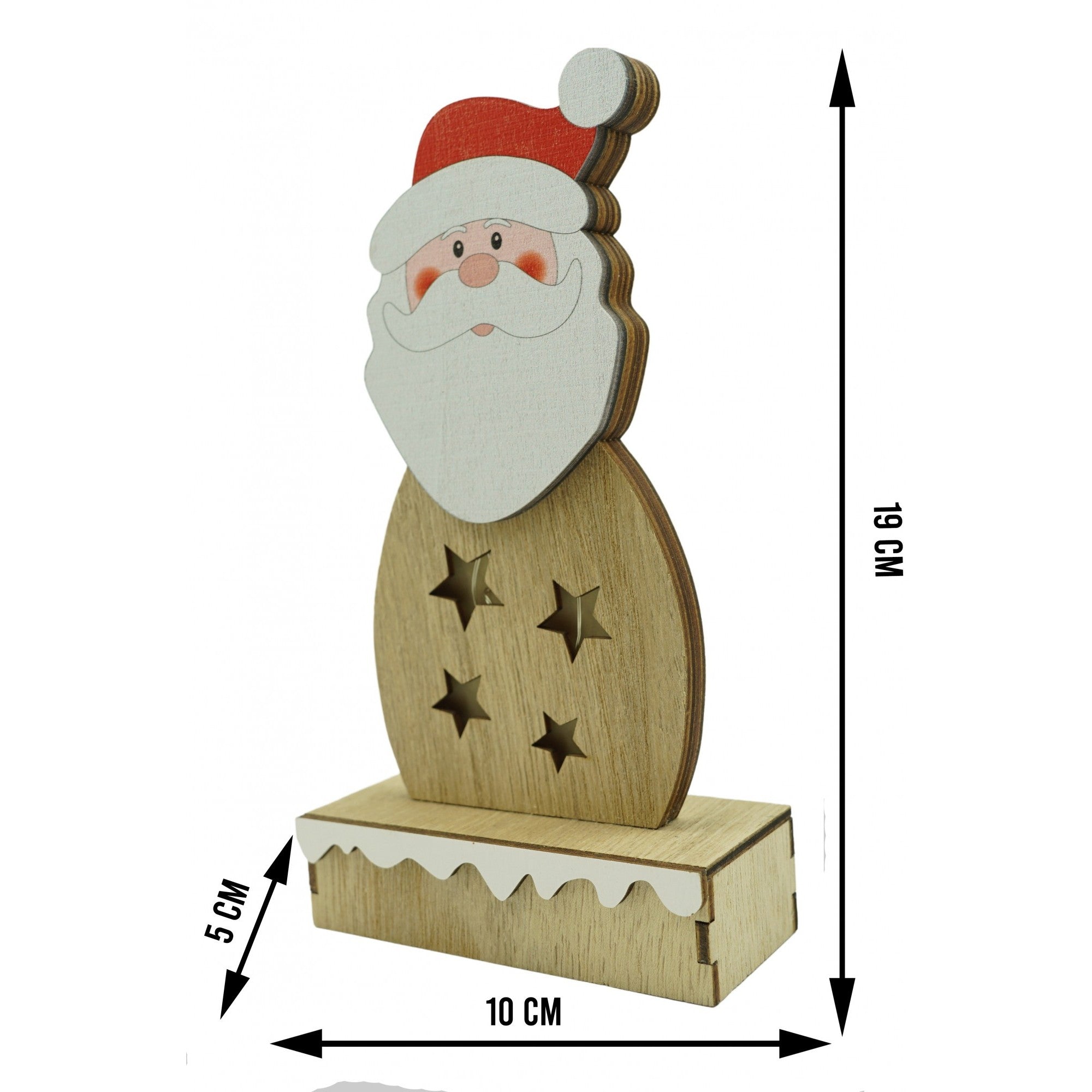 Decoratiune luminoasa, Flippy, Mos Craciun, maro, lungime: 10 cm, latime: 5 cm, inaltime: 19 cm, lemn, interior/exterior-5