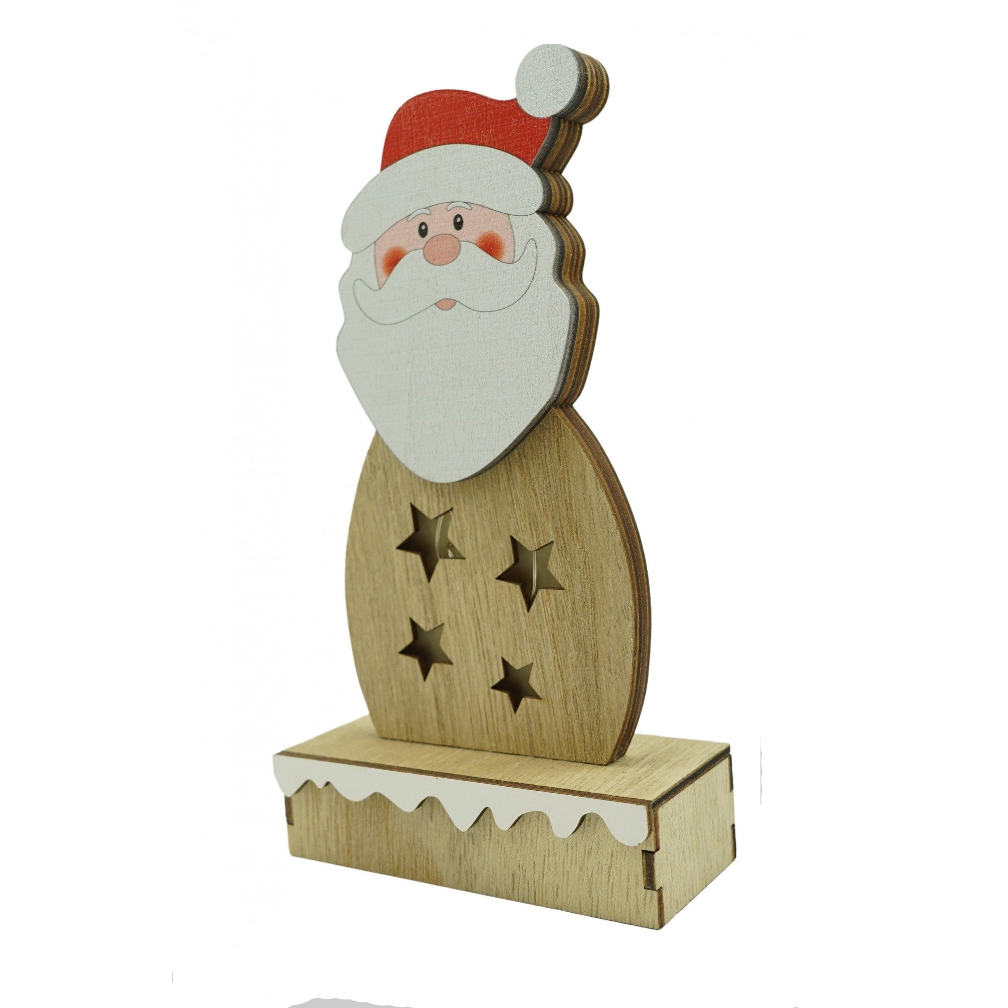 Decoratiune luminoasa, Flippy, Mos Craciun, maro, lungime: 10 cm, latime: 5 cm, inaltime: 19 cm, lemn, interior/exterior-0