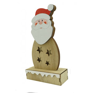Decoratiune luminoasa, Flippy, Mos Craciun, maro, lungime: 10 cm, latime: 5 cm, inaltime: 19 cm, lemn, interior/exterior-0