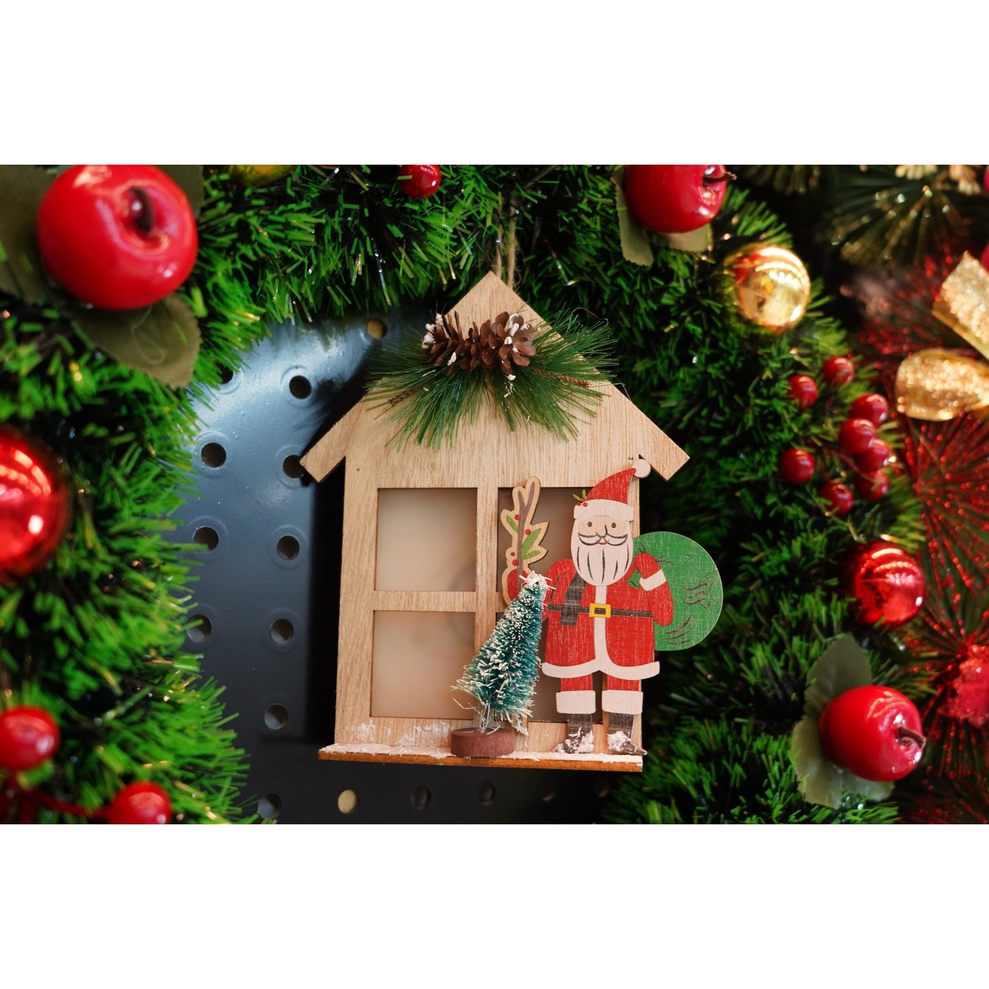 Decoratiune luminoasa, Flippy, Mos Craciun, maro, lungime: 13 cm, latime: 5 cm, inaltime: 17 cm, lemn, interior/exterior-2