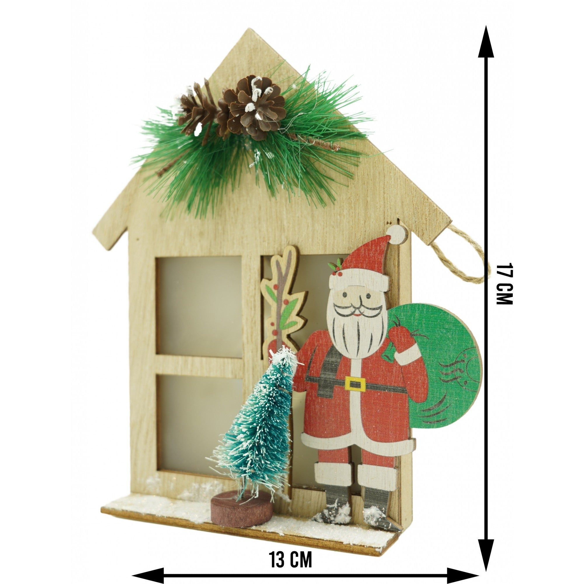 Decoratiune luminoasa, Flippy, Mos Craciun, maro, lungime: 13 cm, latime: 5 cm, inaltime: 17 cm, lemn, interior/exterior-5