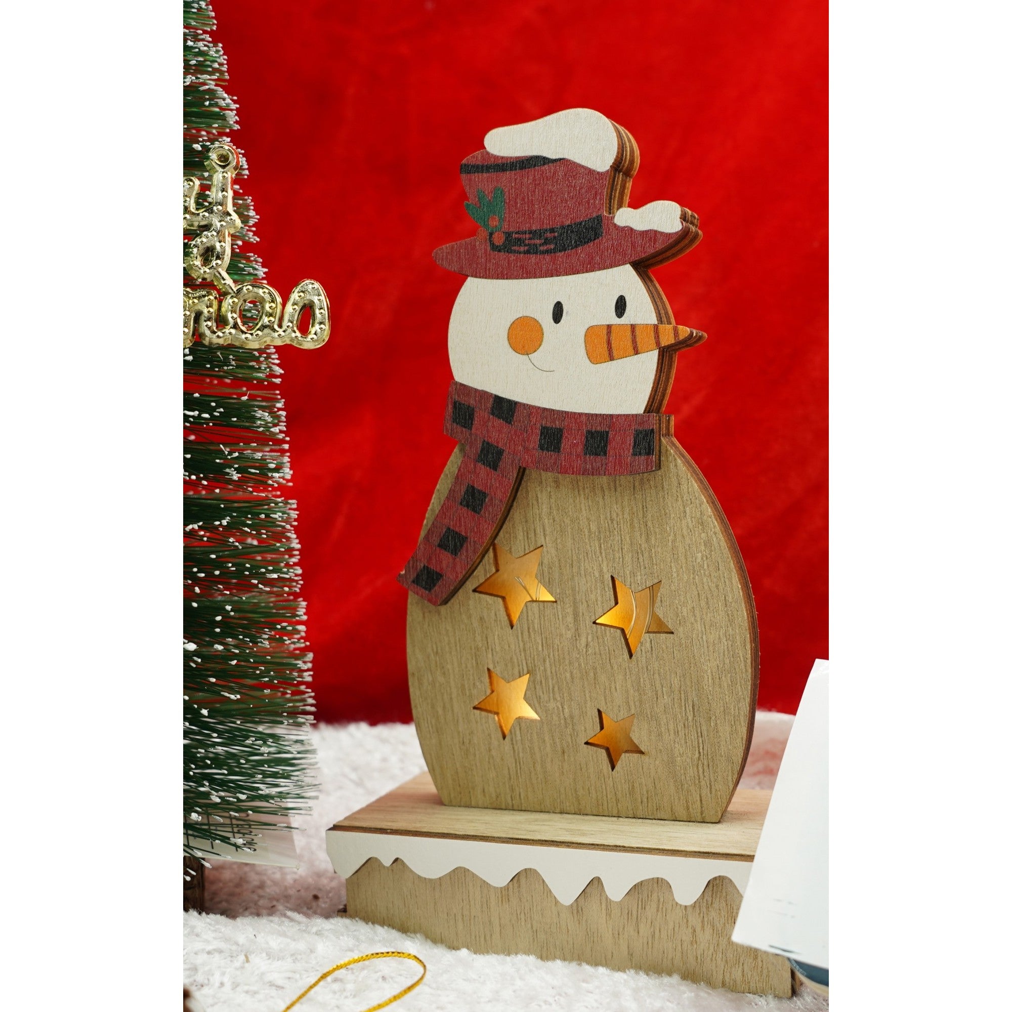 Decoratiune luminoasa, Flippy, Om de zapada, maro, lungime: 10 cm, latime: 5 cm, inaltime: 19 cm, lemn, interior/exterior-1