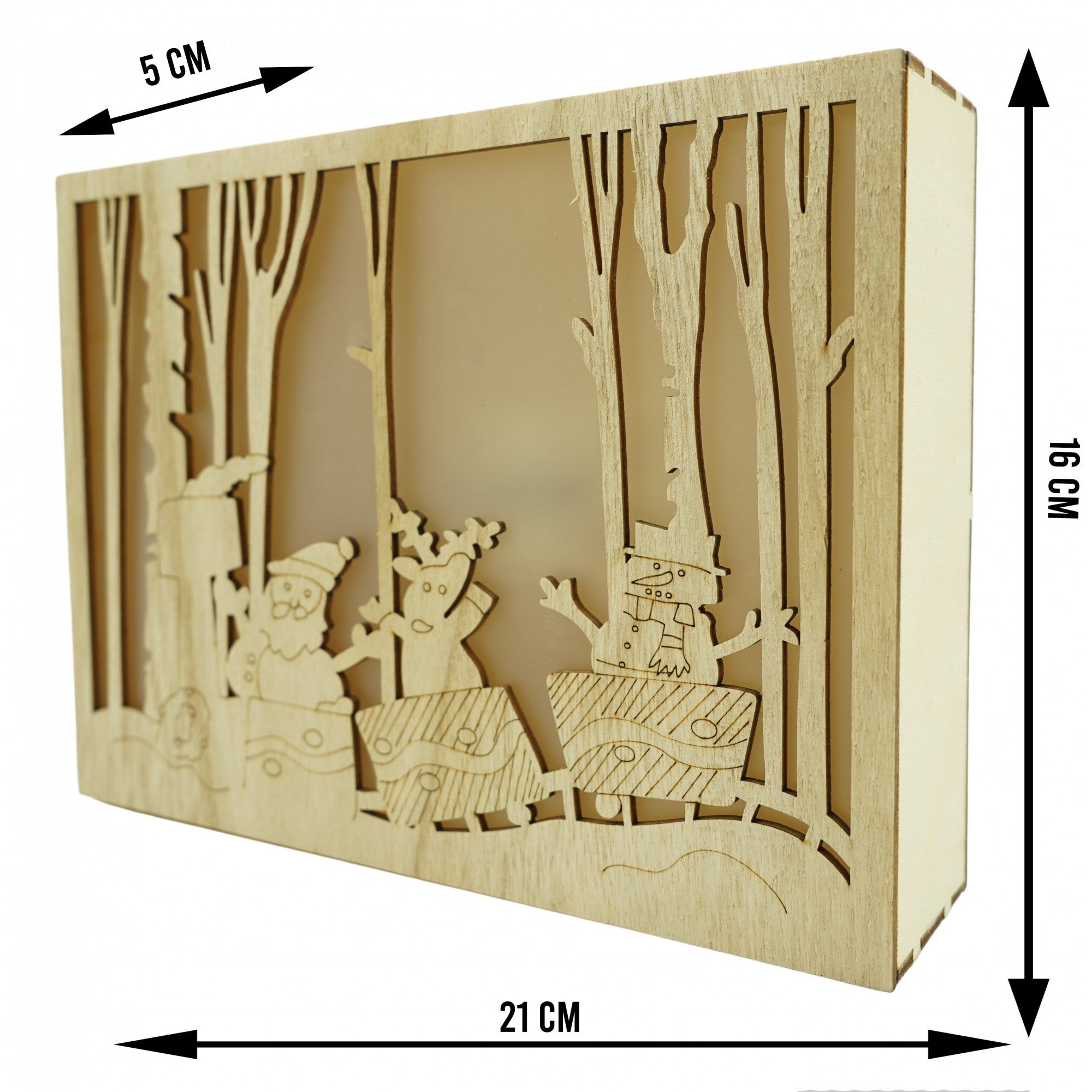Decoratiune luminoasa, Flippy, Peisaj de iarna - Mos Craciun, maro, lungime: 21 cm, latime: 5 cm, inaltime: 16 cm, lemn, interior/exterior-5