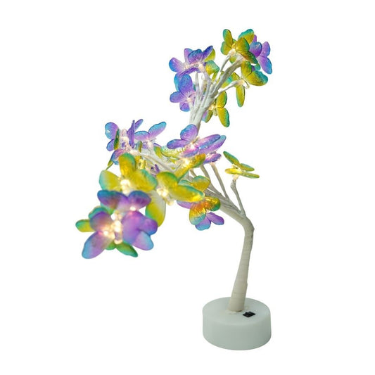 Decoratiune luminoasa, Flippy, Tip copac cu fluturi, cu baterii/USB-0