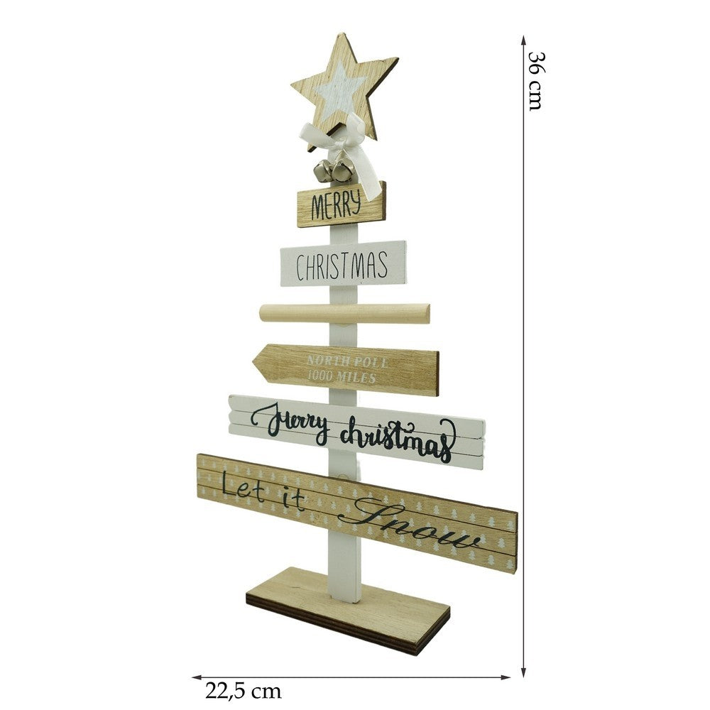 Decoratiune masa decorata, Mesaje Craciun, Crem-Alb, din Lemn, 22.5 cm x 36 cm, Interior, Flippy-10