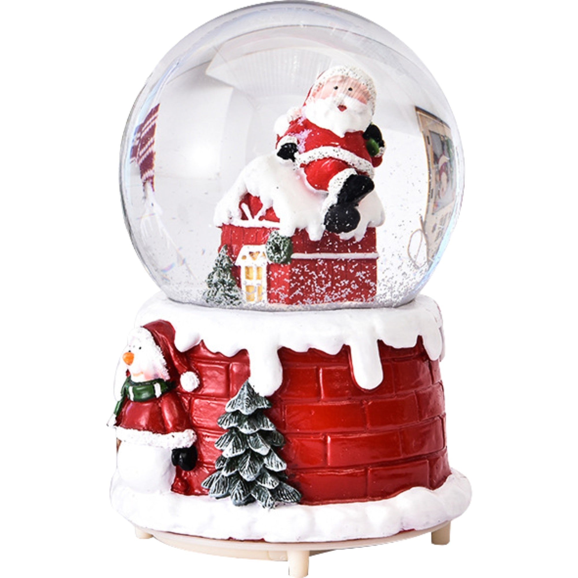 Decoratiune glob cu zapada Flippy, Mos Craciun pe casa, model 2, diametru 4.5 cm, multicolor-0