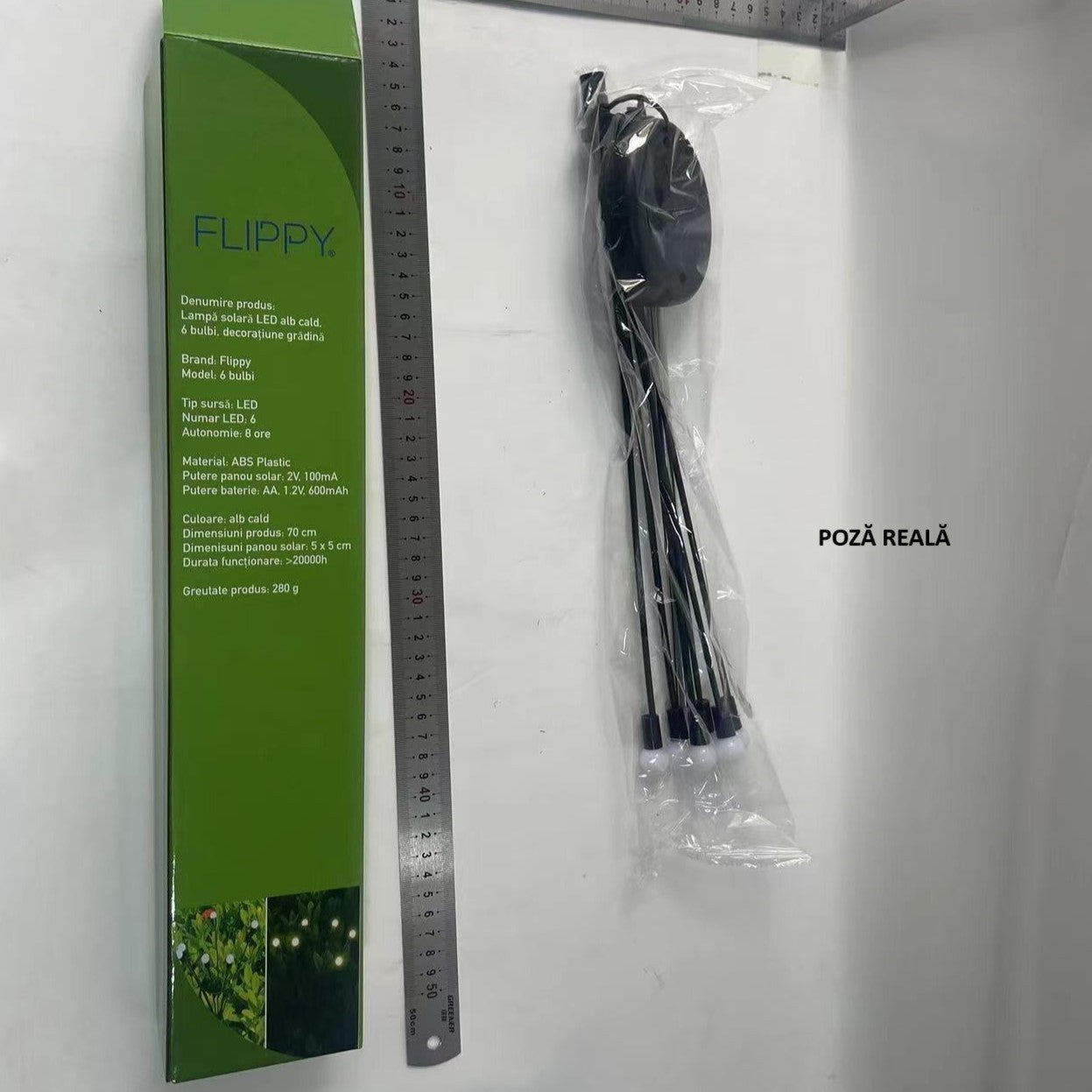 Decoratiune pentru gradina cu incarcare solara, 6 bulbi, alb cald-6