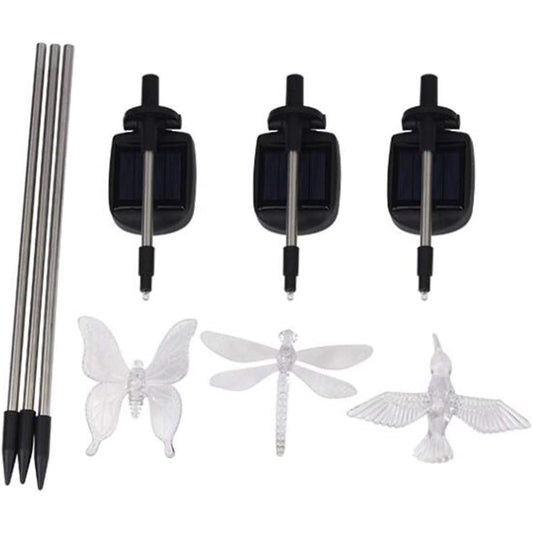 Set 3 Lampi Solare LED tip pasare-fluture-libelula, Inaltime 43 cm, Flippy, Multicolor-1