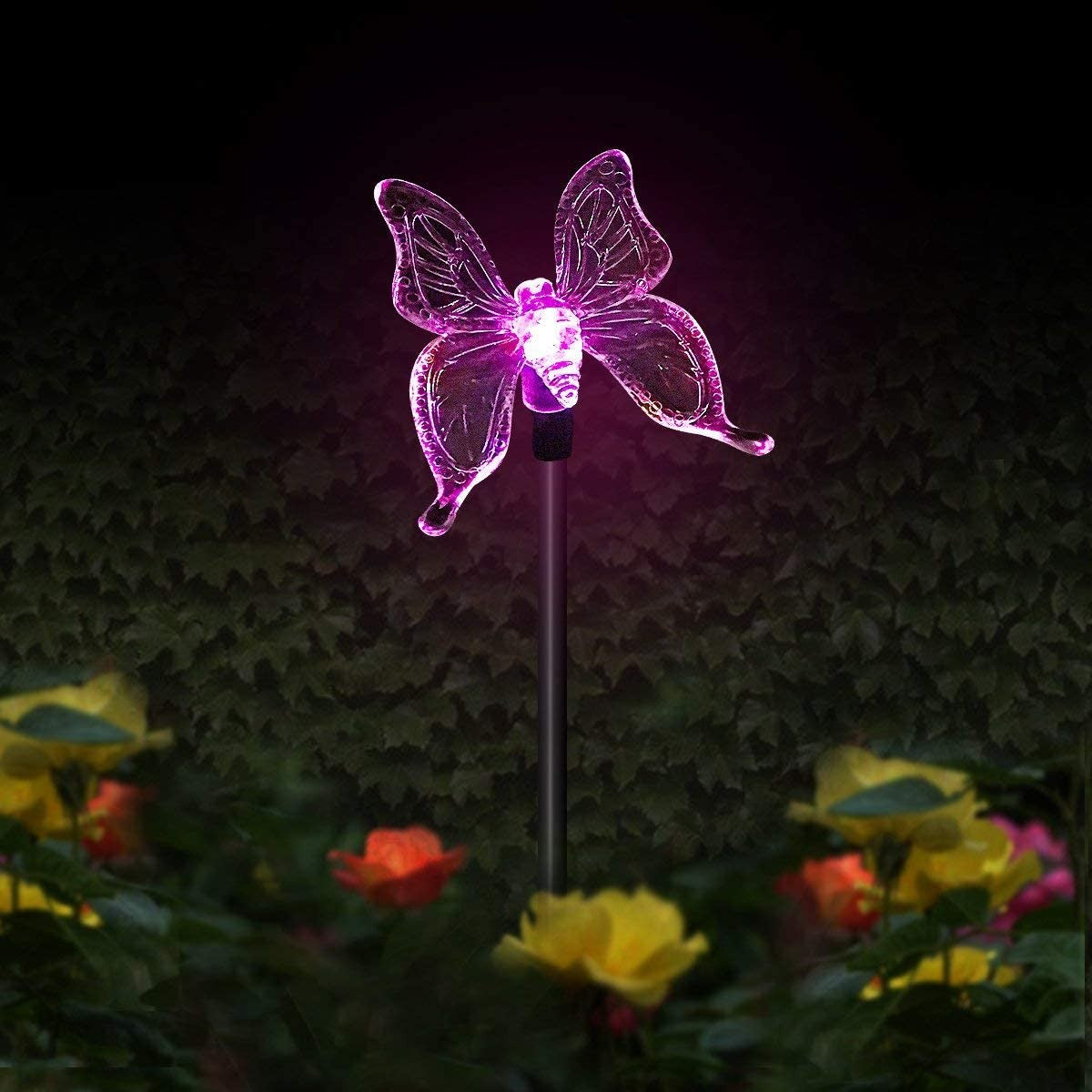 Set 3 Lampi Solare LED tip pasare-fluture-libelula, Inaltime 43 cm, Flippy, Multicolor-4