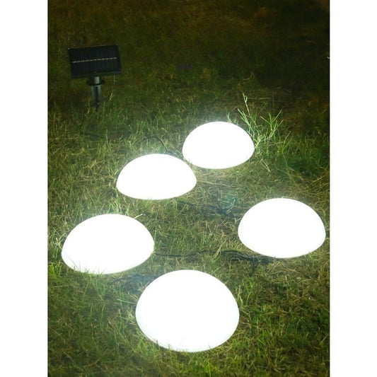 Decoratiune pentru gradina, lampi solare in forma de ciuperca, 5 ciuperci, alb rece-1