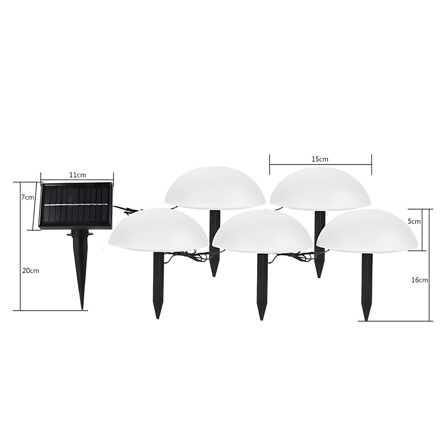Decoratiune pentru gradina, lampi solare in forma de ciuperca, 5 ciuperci, alb rece-4