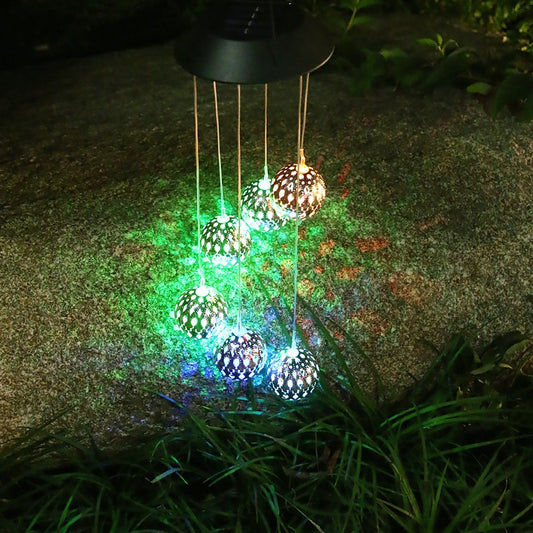 Lampa solara de tip decoratiune pentru gradina, Flippy, model clopotel de vant,  alb cald-1