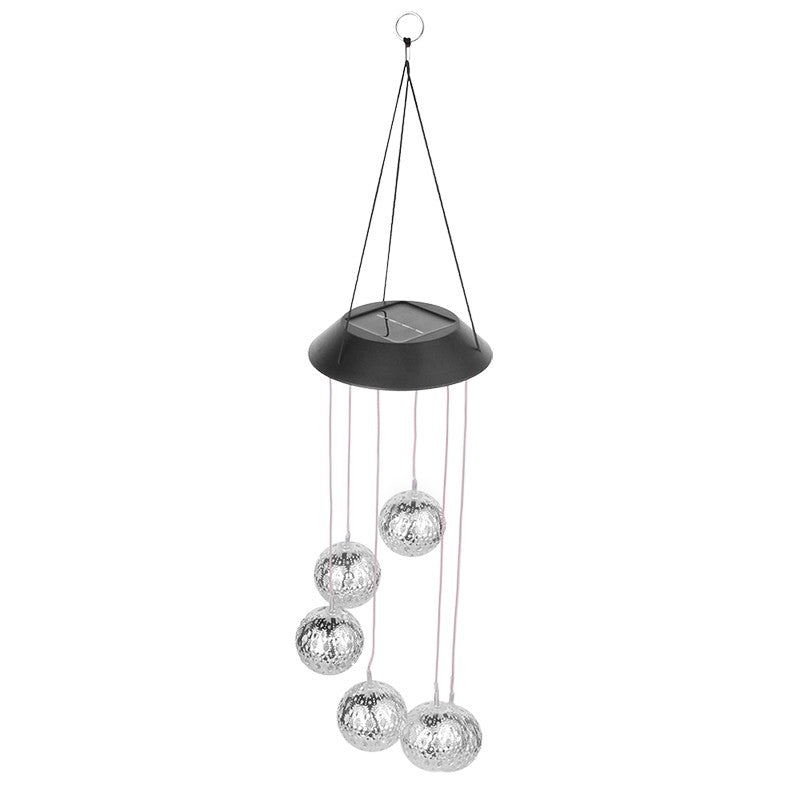 Lampa solara de tip decoratiune pentru gradina, Flippy, model clopotel de vant,  alb cald-0