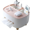 Suport pentru Servetele, Flippy, Cutie Multifunctionala, Design Minimalist, ABS, cu Suport pentru Obiectele Personale, pentru Birou, 21x12x12 cm, Roz-0