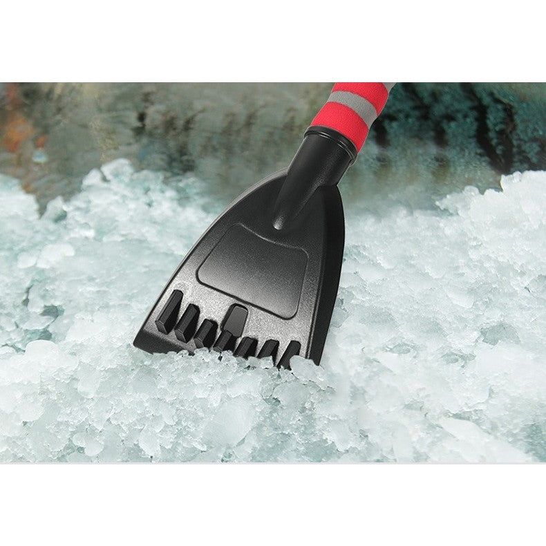 Perie de Zapada cu Racleta pentru Masina, Flippy, Multifunctionala, Rotativa, Demontabila, cu Maner Antiderapant, Aluminiu, Plastic, Fragmentarea Ghetii de pe Parbriz, Solutia pentru Iarna, pentru Dezghetare, 54x10.5x27 cm, Rosie-2
