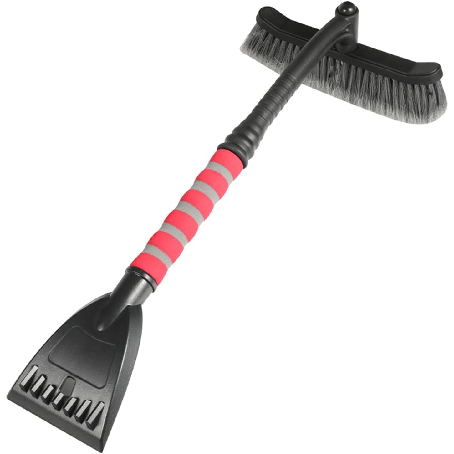 Perie de Zapada cu Racleta pentru Masina, Flippy, Multifunctionala, Rotativa, Demontabila, cu Maner Antiderapant, Aluminiu, Plastic, Fragmentarea Ghetii de pe Parbriz, Solutia pentru Iarna, pentru Dezghetare, 54x10.5x27 cm, Rosie-7