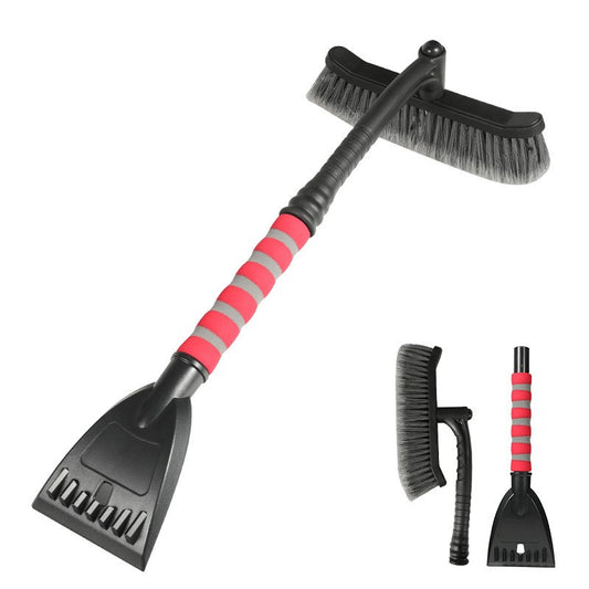 Perie de Zapada cu Racleta pentru Masina, Flippy, Multifunctionala, Rotativa, Demontabila, cu Maner Antiderapant, Aluminiu, Plastic, Fragmentarea Ghetii de pe Parbriz, Solutia pentru Iarna, pentru Dezghetare, 54x10.5x27 cm, Rosie-0